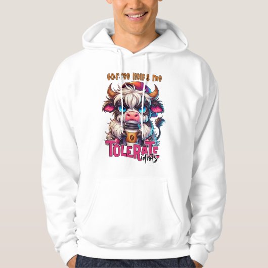 Veste À Capuche Le café m'aide à tolérer les idiots (Devant)