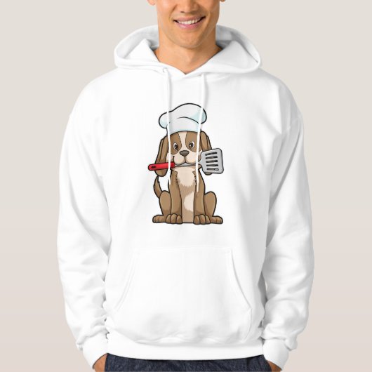 Veste À Capuche Le chien cuisinier avec le casquette et la spatule (Devant)