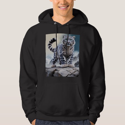 Veste À Capuche Le léopard des neiges majestueux sur la falaise ro (Devant)