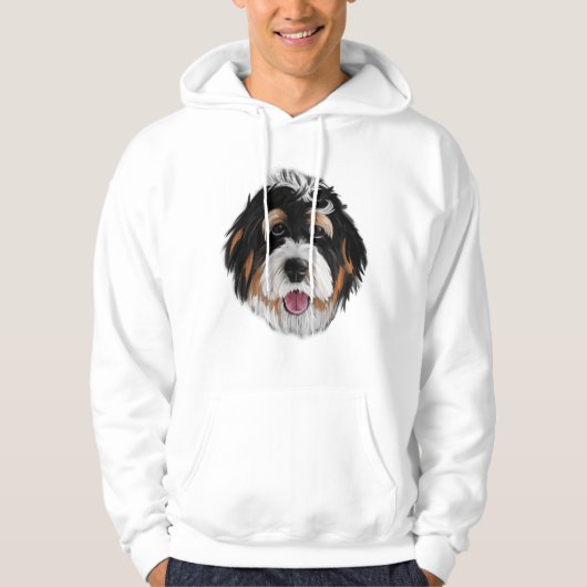 Veste À Capuche Le visage du chien Bernedoodle (Devant)