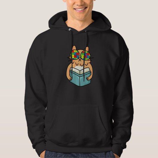 Veste À Capuche Lecture de chat Un livre Sensibilisation sur l'aut (Devant)