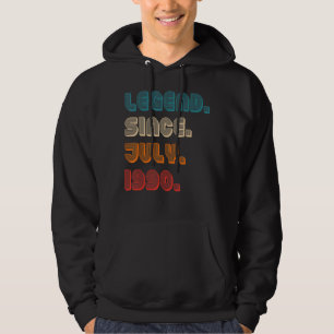 Veste À Capuche Légende de couleur rétro depuis juillet 1990 Birth