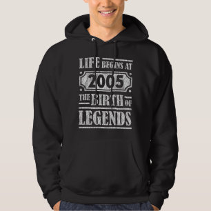 Veste À Capuche Légende Né en 2005 Cadeau d'anniversaire Rétro Vin