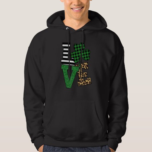 Veste À Capuche Léopard & Buffle Vert Plaid Love St Patrick's Da (Devant)