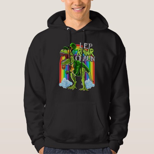 Veste À Capuche Leprawrchaun St Patrick Day T Rex Dinosaur Lepre (Devant)