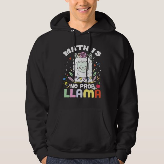 Veste À Capuche Les maths c'est pas un problème Lama  Prof de math (Devant)