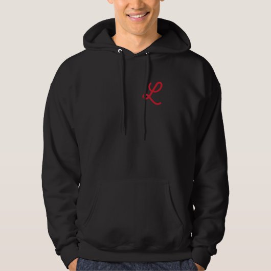 Veste À Capuche Lettre L Script Cursive Rouge (Devant)