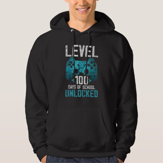 Veste À Capuche Level 100 Days Of School Unlocked Gamer Video Game (Devant)