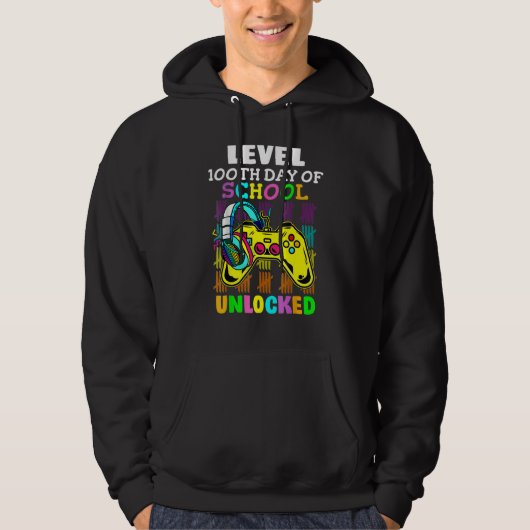 Veste À Capuche Level 100 Days Of School Unlocked Gaming Shirts, V (Devant)