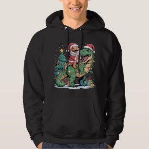 Veste À Capuche Lézard Santa monte un Dino vert à Noël