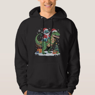 Veste À Capuche Lézard Santa sur T-Rex avec des cadeaux