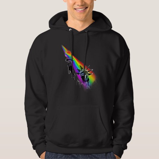 Veste À Capuche Lgbt Fierté Statue De La Liberté Arc-En-Ciel (Devant)