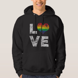 Veste À Capuche Lgbt Gay Lesbian Pride drapeau Amour Vintage Coeur