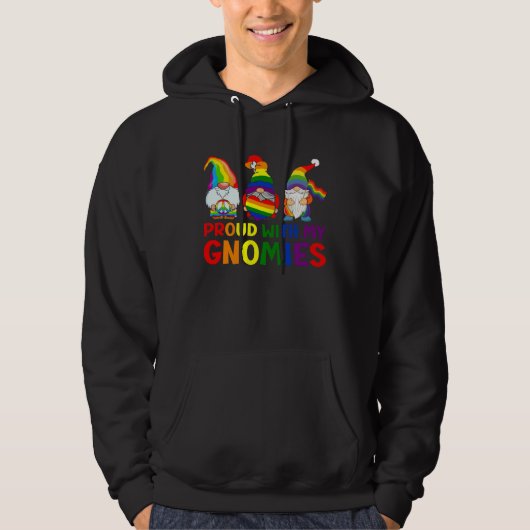 Veste À Capuche LGBT Pride LGBTQ Rainbow Gnomies  Proud with my Gn (Devant)