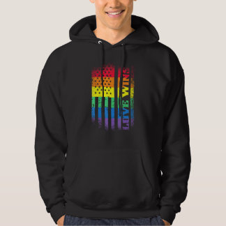 Veste À Capuche Lgbtq Pride Gay Equality Rainbow American Flag Lov