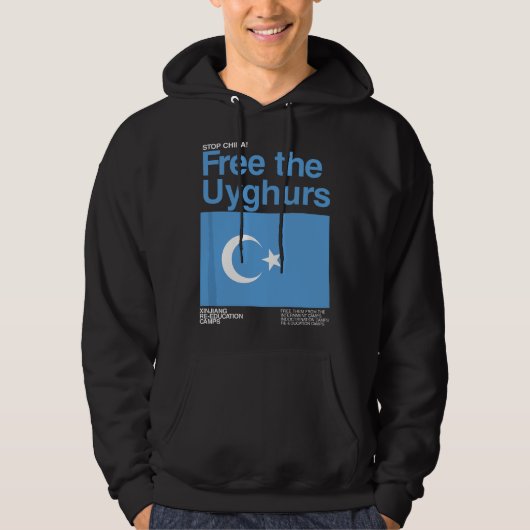 Veste À Capuche Libérez les Ouïghours (Devant)