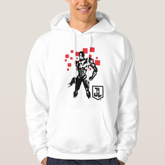 Veste À Capuche Ligue de Justice | Cyborg Digital Noir Pop Art (Devant)