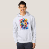 Veste À Capuche Lion coloré drôle d'aquarelle (Devant entier)
