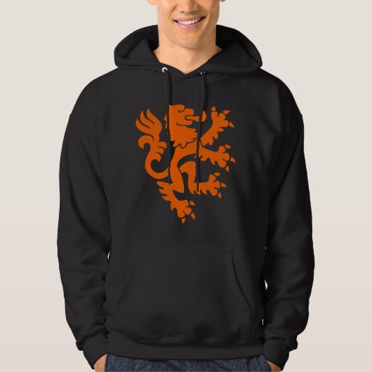 Veste À Capuche Lion héraldique 01 - Orange (Devant)