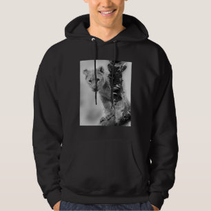 Veste À Capuche Lion noir et blanc