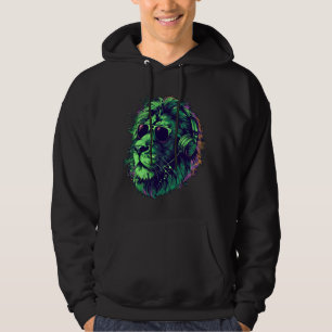 Veste À Capuche Lion Vert DJ Avec Casques Et Lunettes De Soleil Ki