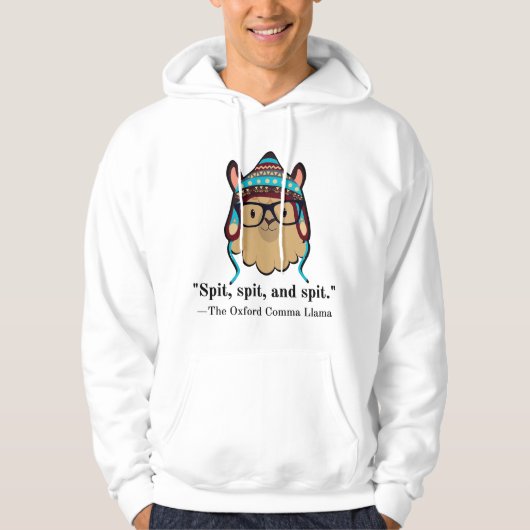 Veste À Capuche llama virgule d'Oxford nerd de grammaire crache te (Devant)