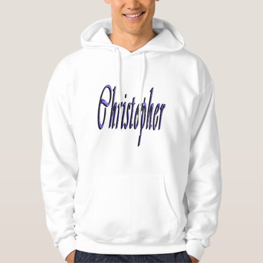Veste À Capuche Logo du nom Christopher bleu, (Devant)