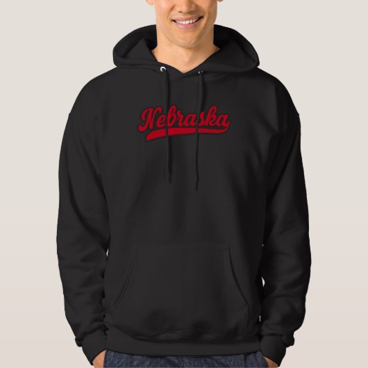 Veste À Capuche Logo du script Nebraska | Pride rétro Red State (Devant)