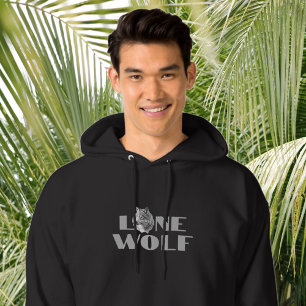 Veste À Capuche "Loup solitaire" ou votre message, grand texte gri
