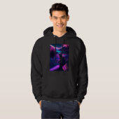 Veste À Capuche Loutre de mer cool synthwave Loutre errante (Devant entier)