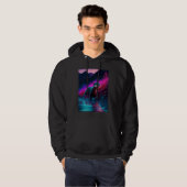 Veste À Capuche Loutre de mer cool synthwave Loutre errante 1 (Devant entier)