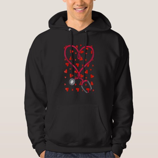 Veste À Capuche Love Nursing Heart Stethoscope Nurse Hearts Valent (Devant)