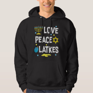 Veste À Capuche Love Peace Latkes Hanoukka Chanukah Jewish Funny