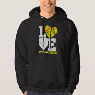 Veste À Capuche Love Softball Coeur mignon Avec Bat Softball Pour