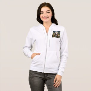 Veste À Capuche Lune De Cochon Et Marguerites Brown Et Blanche,