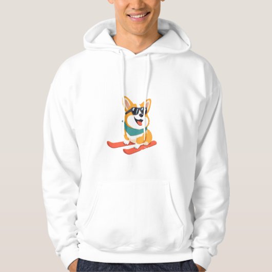 Veste À Capuche Lustiger Corgi sur skis (Devant)