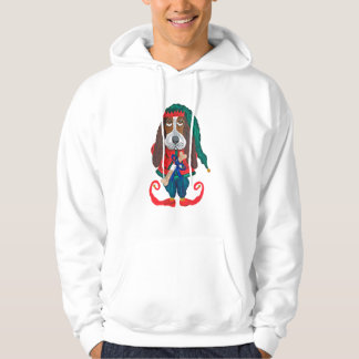 Veste À Capuche Lutin Basset Hound de Noël