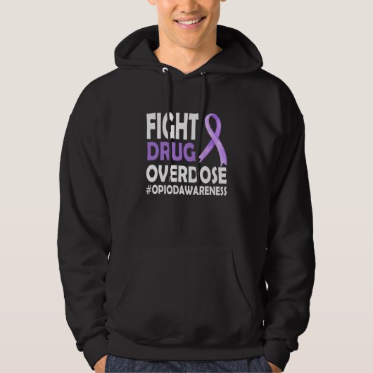 Veste À Capuche Lutter contre le ruban violet d'overdose d'opioïde (Devant)
