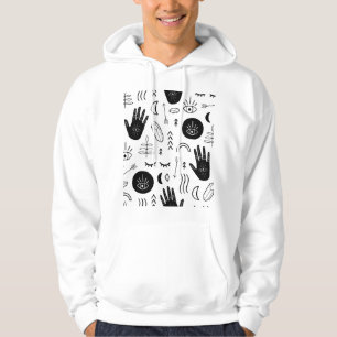 Veste À Capuche Mains magiques, lune, motif ethnique.