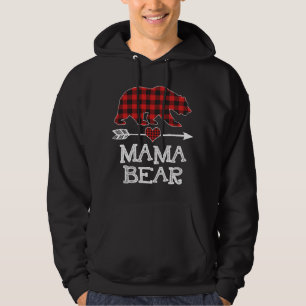 Veste À Capuche Mama Bear Pajama de Noël Rouge Plaid Buffalo Famil