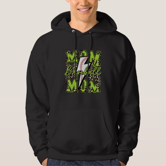 Veste À Capuche Maman de baseball Baseball Éclair Léopard Lime (Devant)