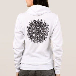 Veste À Capuche Mandala de champignons psychédéliques noir et blan