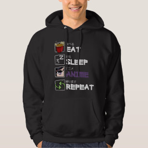 Veste À Capuche Manger Dormir Anime Répéter Kawaii Otaku Manga Jap