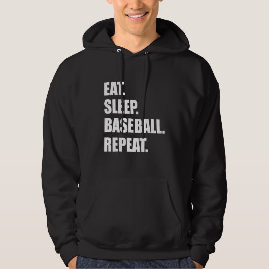 Veste À Capuche Manger. Dormir. Baseball. Recommencer. Funny Baseb (Devant)
