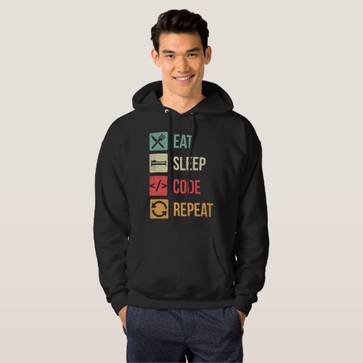 Veste À Capuche Manger Dormir Code Répéter Drôle Codage Programmeu (Devant entier)