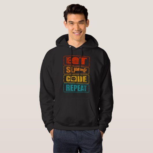 Veste À Capuche manger dormir coder répéter programmeur informatiq (Devant entier)