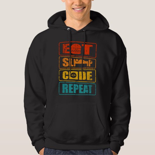 Veste À Capuche manger dormir coder répéter programmeur informatiq (Devant)