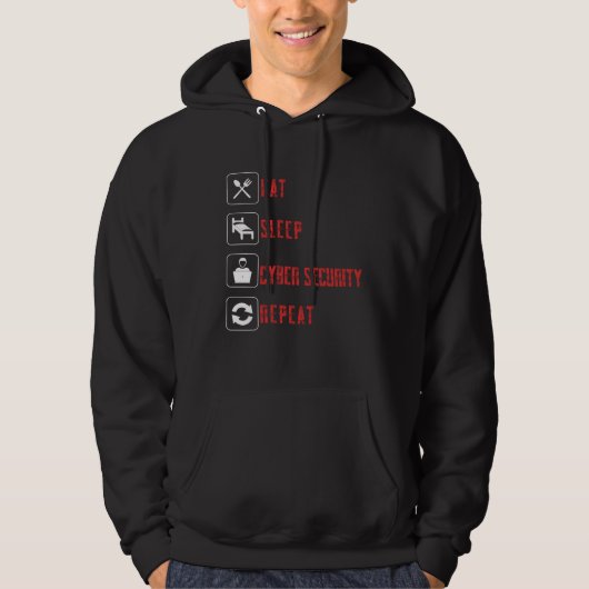 Veste À Capuche Manger Dormir Cybersécurité Répéter et Protéger Pr (Devant)