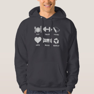 Veste À Capuche Mangez, exercez-vous, étudiez, aimez, dormez,
