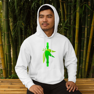Veste À Capuche Marche en bambou vert avec Feuilles tropicaux